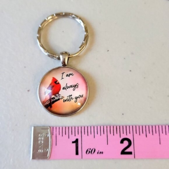 Cardinal Dome Keychain Keyring I Am Always With You Red Silver OS New - Picture 6 of 9